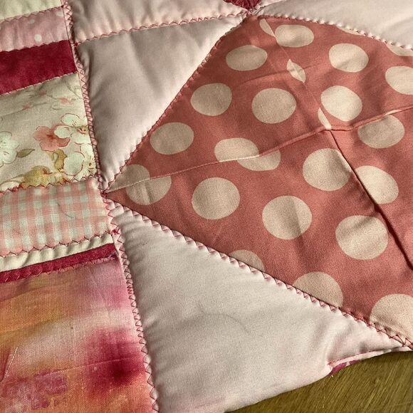 NWOT. Hand Crafted Pinks Doll/Toy Animal Quilt and Pillow Set - Picture 3 of 6